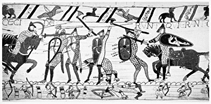 BAYEUX TAPESTRY. The tide of the battle is turning as the Normans break through BAYEUX TAPESTRY. The tide of the battle is turning as the Normans break through