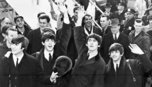 THE BEATLES, 1964. The Beatles arriving at John F. Kennedy Airport in New York City THE BEATLES, 1964. The Beatles arriving at John F. Kennedy Airport in New York City