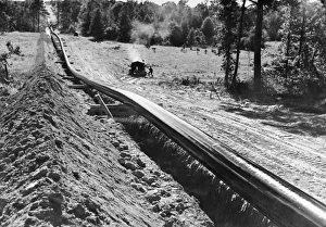 The 'Big Inch,' a petroleum pipeline (at the time the largest in the world) running from Texas to New Jersey, constructed 1942-43 as emergency measures during World War II The 'Big Inch,' a petroleum pipeline (at the time the largest in the world) running from Texas to New Jersey, constructed 1942-43 as emergency measures during World War II