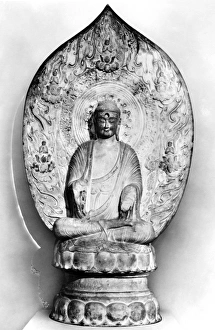 Buddha in meditation. White marble with traces of polychrome. Height: 64 in. Liao Dynasty, northern China, 11th century Buddha in meditation. White marble with traces of polychrome. Height: 64 in. Liao Dynasty, northern China, 11th century