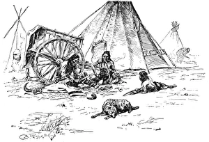 LAST OF THE BUFFALO MEAT. Drawing by Charles M. Russell (1864-1926) LAST OF THE BUFFALO MEAT. Drawing by Charles M. Russell (1864-1926)
