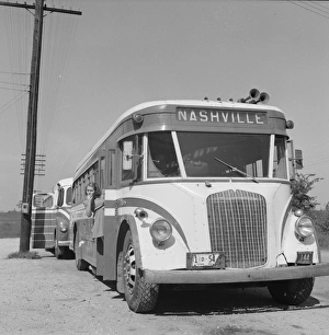 BUS TRAVEL, 1943. A Greyhound bus from Louisville, Kentucky, headed to Nashville BUS TRAVEL, 1943. A Greyhound bus from Louisville, Kentucky, headed to Nashville