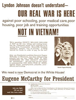 Campaign flyer supporting the candidacy of Senator Eugene McCarthy of Minnesota for Campaign flyer supporting the candidacy of Senator Eugene McCarthy of Minnesota for