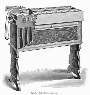 CENSUS TABULATOR, 1890. The sorting box of a Hollerith census tabulator