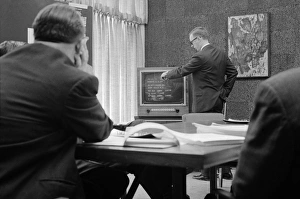 COMPUTER, 1964. Man demonstrating a video typewriter computer COMPUTER, 1964. Man demonstrating a video typewriter computer