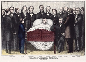 DEATH OF LINCOLN, 1865. Death of Abraham Lincoln, April 15th 1865. Lithograph by E DEATH OF LINCOLN, 1865. Death of Abraham Lincoln, April 15th 1865. Lithograph by E