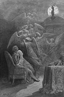 DORE: THE RAVEN, 1882. Wretch, I cried, thy God hath lent thee - by these angels DORE: THE RAVEN, 1882. Wretch, I cried, thy God hath lent thee - by these angels