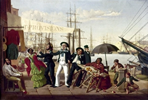 DRUNKEN SAILORS, 1857. After a Long Cruise (Salts Ashore). Oil on canvas by John Carlin DRUNKEN SAILORS, 1857. After a Long Cruise (Salts Ashore). Oil on canvas by John Carlin