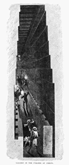 EGYPT: PYRAMID INTERIOR. Gallery in the Pyramid of Kheops. Wood engraving, English, c1880 EGYPT: PYRAMID INTERIOR. Gallery in the Pyramid of Kheops. Wood engraving, English, c1880