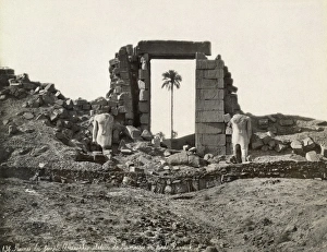 EGYPT: TEMPLE OF AMENOPHIS. Ruins of the temple of Amenophis, flanked by statues of Ramesses IV EGYPT: TEMPLE OF AMENOPHIS. Ruins of the temple of Amenophis, flanked by statues of Ramesses IV