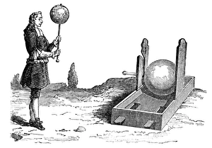 ELECTROSTATIC GENERATOR. The first electrostatic generator, invented by Otto von Guericke c1663