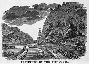 ERIE CANAL, 1835. Travelling on the Erie Canal. Wood engraving, 1835 ERIE CANAL, 1835. Travelling on the Erie Canal. Wood engraving, 1835