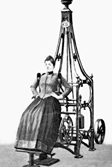 EXERCISE MACHINE, 1896. Developing the Chest. Curative gymnastics machine invented by Dr