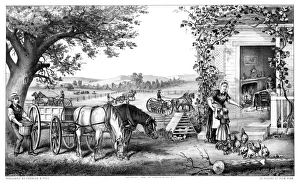 FARM SCENE, c1878. Farm and Fireside'. Engraving by Currier & Ives, c1878 FARM SCENE, c1878. Farm and Fireside'. Engraving by Currier & Ives, c1878