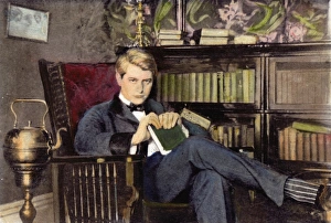 FRANK NORRIS (1870-1902). American novelist. Oil over a photograph FRANK NORRIS (1870-1902). American novelist. Oil over a photograph