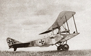German biplane that was later shot down by French guns during World War I German biplane that was later shot down by French guns during World War I