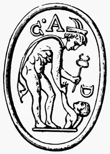 GNOSTIC SYMBOL. Gnostic talisman showing Hermes leading the Soul GNOSTIC SYMBOL. Gnostic talisman showing Hermes leading the Soul