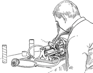 GRAPHOPHONE. Talking into the graphophone, patented in 1886 by Charles Sumner Tainter GRAPHOPHONE. Talking into the graphophone, patented in 1886 by Charles Sumner Tainter