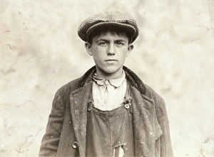 HINE: BOY, 1916. 17-year-old James Donovan, an Irish sweeper at the Fall River HINE: BOY, 1916. 17-year-old James Donovan, an Irish sweeper at the Fall River