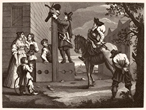 HOGARTH: HUDIBRAS, 1726. Leading Crowdero in Triumph. Steel engraving, c1860 HOGARTH: HUDIBRAS, 1726. Leading Crowdero in Triumph. Steel engraving, c1860