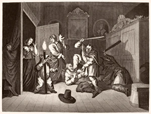 HOGARTH: HUDIBRAS, 1726. The Masquerade Adventure. Steel engraving, c1860 HOGARTH: HUDIBRAS, 1726. The Masquerade Adventure. Steel engraving, c1860