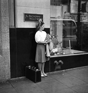 HOLLYWOOD, 1942. A woman on the street in Hollywood, California. Photograph by Russell Lee HOLLYWOOD, 1942. A woman on the street in Hollywood, California. Photograph by Russell Lee