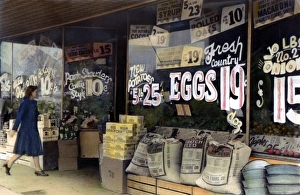 ILLINOIS: GROCERY STORE. A grocery store in Salem, Illinois. Oil over a photograph ILLINOIS: GROCERY STORE. A grocery store in Salem, Illinois. Oil over a photograph