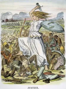 INDIA: SEPOY MUTINY, 1857. Justice. An English cartoon of 1857 expressing the INDIA: SEPOY MUTINY, 1857. Justice. An English cartoon of 1857 expressing the