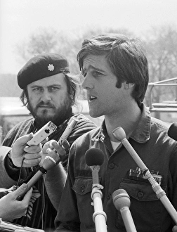 JOHN KERRY (1943- ). American politician. Speaking on behalf of Vietnam Veterans Against JOHN KERRY (1943- ). American politician. Speaking on behalf of Vietnam Veterans Against