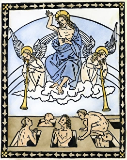 LAST JUDGEMENT. Woodcut from Epistole e Evangelii, published at Florence in 1495 LAST JUDGEMENT. Woodcut from Epistole e Evangelii, published at Florence in 1495