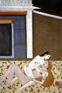 KAMA SUTRA, 19th CENTURY. Two lovers. Indian manuscript illumination, 19th century KAMA SUTRA, 19th CENTURY. Two lovers. Indian manuscript illumination, 19th century