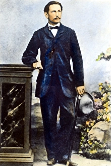 KARL BENZ (1844-1929). German automotive engineer. Oil over a photograph, 1869 KARL BENZ (1844-1929). German automotive engineer. Oil over a photograph, 1869