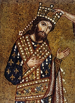 KING ROGER II OF SICILY. (1095-1154). King of Sicily, 1130-54. Contemporary mosaic KING ROGER II OF SICILY. (1095-1154). King of Sicily, 1130-54. Contemporary mosaic