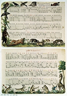 LUTE TABLATURE. Page from a lute tablature of msuci. Italian, 16th century LUTE TABLATURE. Page from a lute tablature of msuci. Italian, 16th century
