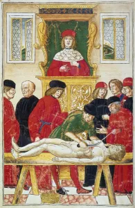 Manuscript illumination from Johannes de Kethams Fasciculus Medicinae, Venice, 1493 Manuscript illumination from Johannes de Kethams Fasciculus Medicinae, Venice, 1493