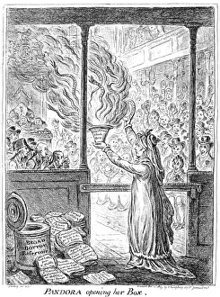 MARY ANNE CLARKE (1776-1852). English courtier. Pandora Opening Her Box. Cartoon MARY ANNE CLARKE (1776-1852). English courtier. Pandora Opening Her Box. Cartoon