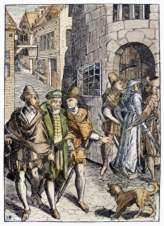 MEDIEVAL PRISON, 1557. The Provosts prison. Woodcut from Praxis Rerum Civilium MEDIEVAL PRISON, 1557. The Provosts prison. Woodcut from Praxis Rerum Civilium