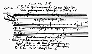 MEISTERGESANG, 16th CENTURY. Meistergesang, or solo song, composed by Meistersinger MEISTERGESANG, 16th CENTURY. Meistergesang, or solo song, composed by Meistersinger