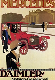 MERCEDES AD, c1914. German advertising poster for the Mercedes car MERCEDES AD, c1914. German advertising poster for the Mercedes car