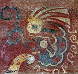 MEXICO: TEOTIHUACAN FRESCO. Fresco at Teotihuacan, Mexico, showing the rain god MEXICO: TEOTIHUACAN FRESCO. Fresco at Teotihuacan, Mexico, showing the rain god