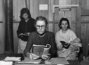 MOTHERS CLUB, 1938 Women singing hymns before opening meeting of the Mothers MOTHERS CLUB, 1938 Women singing hymns before opening meeting of the Mothers