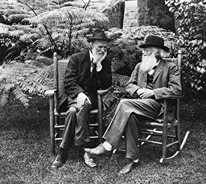 MUIR & BURROUGHS, c1909. American naturalists John Muir (left) and John Burroughs. Photograph, c1909