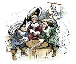 The Three Musketeers. Contemporary American cartoon by Clifford K The Three Musketeers. Contemporary American cartoon by Clifford K