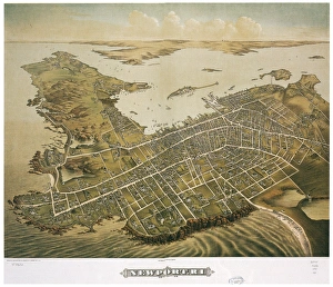 NEWPORT, 1878. Birds eye view of Newport, Rhode Island. Lithograph, 1878 NEWPORT, 1878. Birds eye view of Newport, Rhode Island. Lithograph, 1878