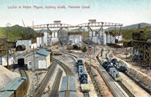 PANAMA CANAL, c1910. Locks at Pedro Miguel, looking south, Panama Canal. Photopostcard PANAMA CANAL, c1910. Locks at Pedro Miguel, looking south, Panama Canal. Photopostcard