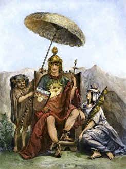 PERU: INCA KING. An Inca king of Peru on his throne with his wife and dwarf. Photogravure PERU: INCA KING. An Inca king of Peru on his throne with his wife and dwarf. Photogravure