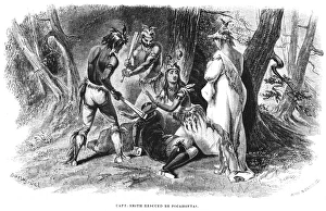 POCAHONTAS (1595?-1617). Native Amerian princess. Pocahontas saving the life of Captain POCAHONTAS (1595?-1617). Native Amerian princess. Pocahontas saving the life of Captain
