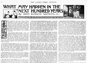 PREDICTIONS, 1900. Beginning of the article What May Happen in the Next Hundred PREDICTIONS, 1900. Beginning of the article What May Happen in the Next Hundred