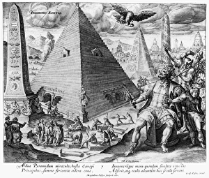 PYRAMIDS, 17th CENTURY. The Pyramids of Egypt. Copper engraving by Crispin de Passe PYRAMIDS, 17th CENTURY. The Pyramids of Egypt. Copper engraving by Crispin de Passe
