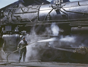 RAILROAD WORKER, 1943. Mrs. Viola Sievers, employee of the Chicago and Northwestern RAILROAD WORKER, 1943. Mrs. Viola Sievers, employee of the Chicago and Northwestern